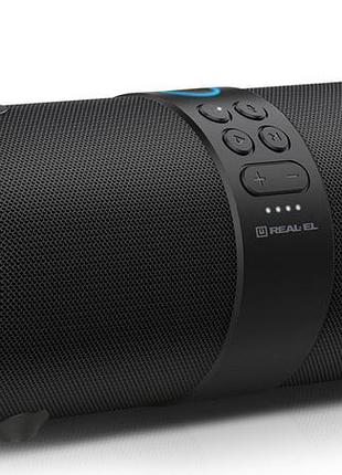 Колонка real-el x-735 black (24вт, bluetooth, usb, aux, 3600ма*час)