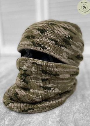 Набір шапка баф піксель. набір тактичний шапка+бафф забарвлення піксель. військова шапка з бафом (арт. 12062)
