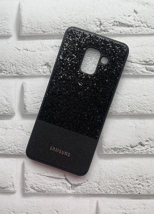 Силиконовый чехол с блестками для samsung galaxy а5(2018) / a8(2018) черный
