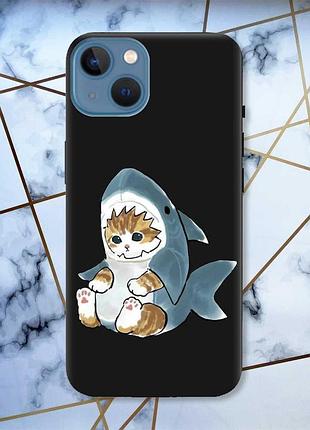 Матовый чехол с черными боками на apple iphone 13 :: котёнок (принт 120)