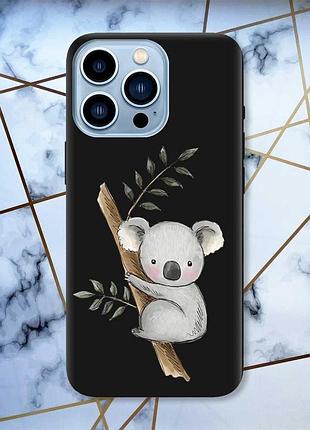 Матовый чехол с черными боками на apple iphone 13 pro max :: коала (принт 132)