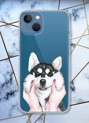 Прозорий чохол на apple iphone 13 мордочка принт 121