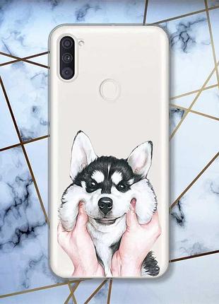 Прозрачный чехол на samsung galaxy a11 :: мордочка (принт 121)
