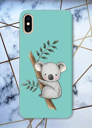 Матовый чехол с бирюзовыми боками на iphone xs max :: коала (принт 132)