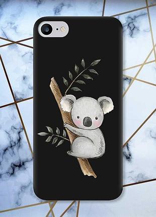 Матовый чехол с черными боками на iphone 7/8 :: коала (принт 132)