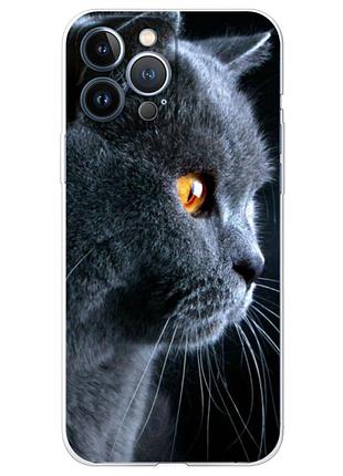 Чехол силиконовый с картинкой на iphone 13 pro (британский кот)