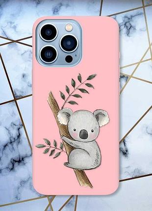 Матовий чохол з рожевими боками на apple iphone 13 pro max :: коала (принт 132)