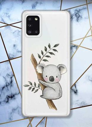 Прозрачный чехол на samsung a31 :: коала (принт 132)