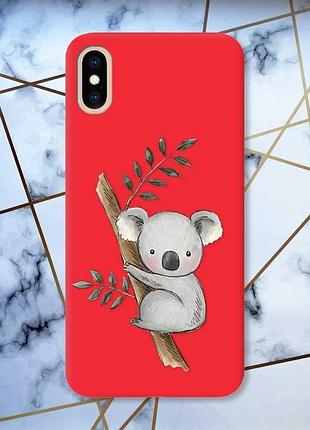 Матовий чохол з червоними боками на iphone xs max :: коала принт 132