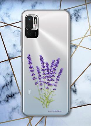 Прозрачный чехол на xiaomi redmi note 10 5g :: лаванда (принт 28)
