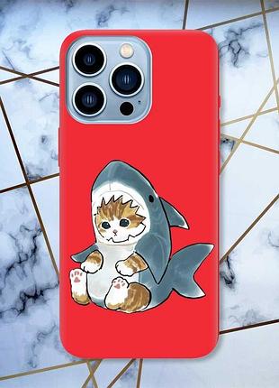Матовый чехол с красными боками на apple iphone 13 pro max :: котёнок (принт 120)