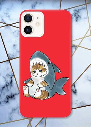 Матовый чехол с красными боками на apple iphone 12/12 pro (6.1) :: котёнок (принт 120)
