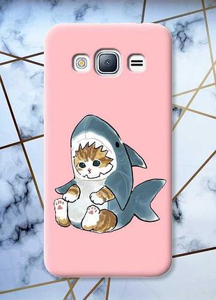 Матовый чехол с розовыми боками на samsung galaxy j3/j310 :: котёнок (принт 120)