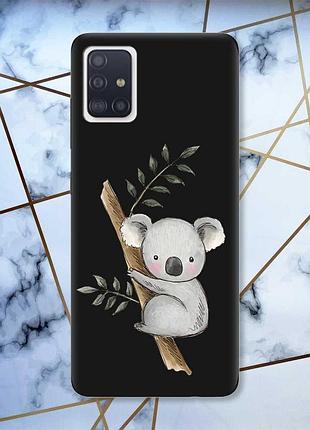 Матовый чехол с черными боками на samsung galaxy a71/a715 :: коала (принт 132)