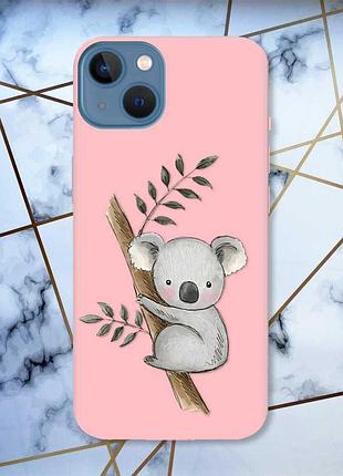 Матовий чохол з рожевими боками на apple iphone 13 :: коала (принт 132)