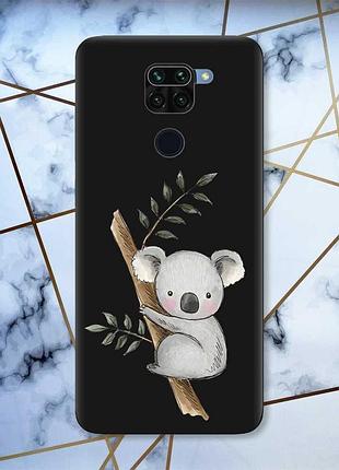 Матовый чехол с черными боками на xiaomi redmi note 9 :: коала (принт 132)