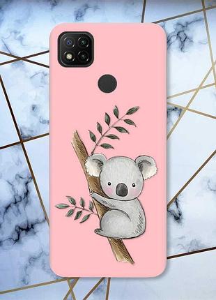 Матовый чехол с розовыми боками на xiaomi redmi 9c/10a :: коала (принт 132)