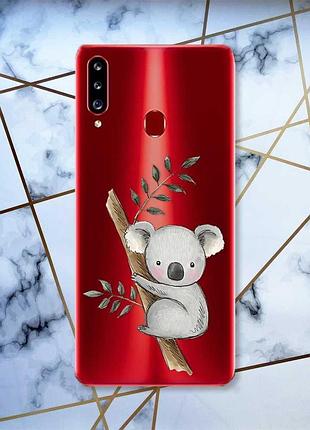Прозрачный чехол на samsung galaxy a20ѕ :: коала (принт 132)