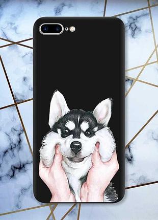 Матовый чехол с черными боками на apple iphone 7 plus/8 plus :: мордочка (принт 121)