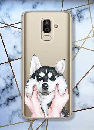Прозрачный чехол для samsung galaxy j8 (2018) :: мордочка (принт 121)
