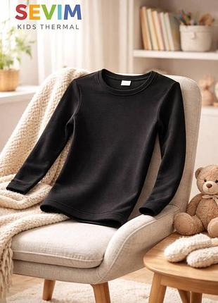 Термо футболка лонгслив для детей унисекс турция sevim kids thermal арт 7078 черный 9-10 лет 140 см