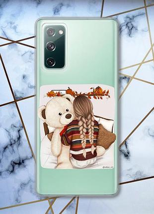 Прозрачный чехол на samsung galaxy s20 fe :: девочка с мишкой (принт 117)