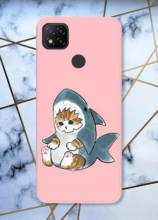 Матовый чехол с розовыми боками на xiaomi redmi 9c/10a :: котёнок (принт 120)