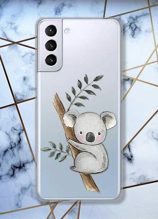 Прозрачный чехол для samsung galaxy s21 (g991) :: коала (принт 132)