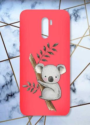 Матовый чехол с красными боками на xiaomi redmi note 8 pro :: коала (принт 132)