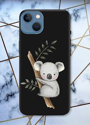 Матовый чехол с черными боками на apple iphone 13 :: коала (принт 132)