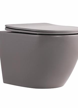 Унитаз подвесной robin ultra quiet 490×365×325 мм, stone grey, c сиденьем slim duroplast / soft-close / quick release