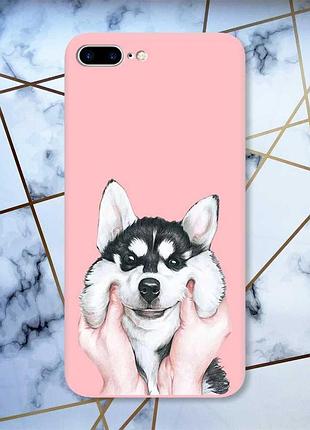Матовый чехол с розовыми боками на apple iphone 7 plus/8 plus :: мордочка (принт 121)