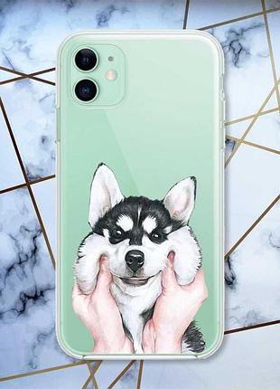 Прозрачный чехол на apple iphone 11 (6,1) :: мордочка (принт 121)