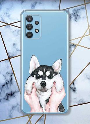 Прозрачный чехол на samsung galaxy a32 :: мордочка (принт 121)