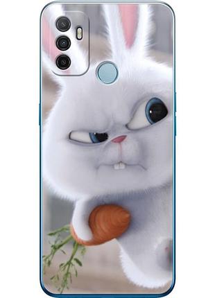 Чехол силиконовый с картинкой на oppo a53 (кролик снежок)