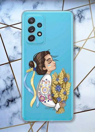 Прозрачный чехол на samsung galaxy a52 :: украинка с колосками (принт 172)