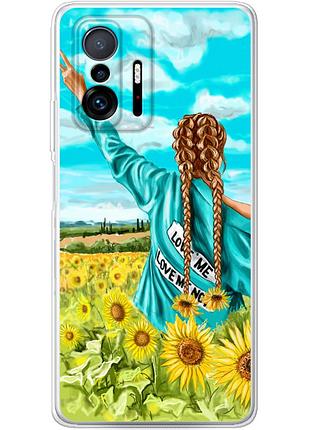 Чехол силиконовый с картинкой на xiaomi 11t pro (патриотический, девушка украинка)