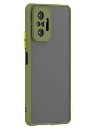 Матовый чехол цветные кнопки на xiaomi redmi note 10 pro зеленый
