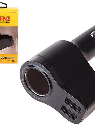Подовжувач прикурювача voin 1 вихід + 2usb 2400ma 12/24v sc-1528с