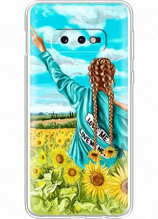 Чехол силиконовый с картинкой на samsung galaxy s10e (g970) (патриотический, девушка украинка)