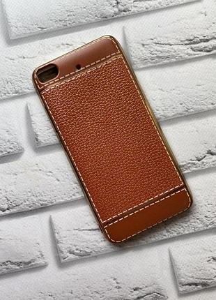 Силиконовый чехол с тиснением для mi 5s с золотым ободком. светло-коричневый