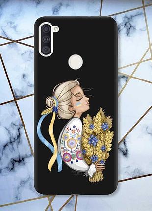 Матовий чохол з чорними боками на samsung galaxy a11 українка з колосками принт 173