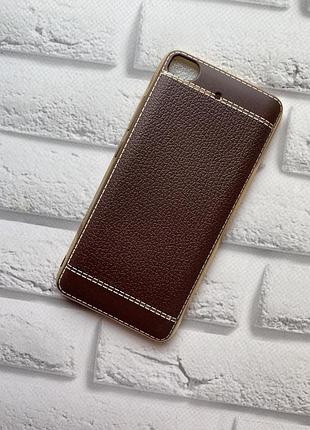 Силиконовый чехол с тиснением для xiaomi mi 5 с золотым ободком. темно-коричневый