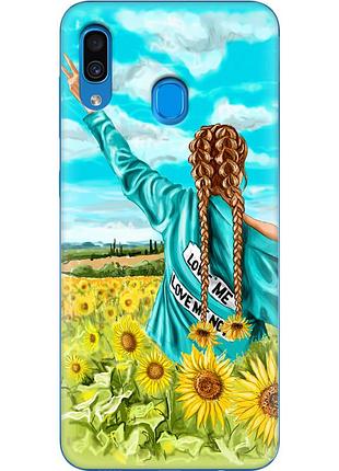 Чехол силиконовый с картинкой на samsung galaxy a20 (a205) (патриотический, девушка украинка)