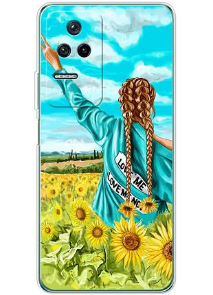 Чехол силиконовый с картинкой на xiaomi poco f4 (патриотический, девушка украинка)