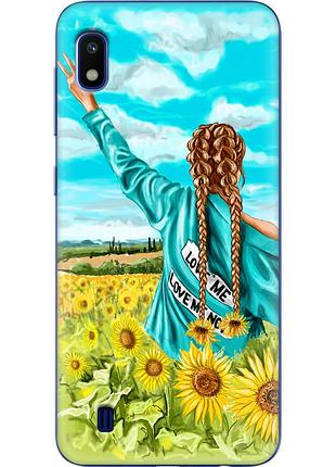Чехол силиконовый с картинкой на samsung galaxy a10 (a105) (патриотический, девушка украинка)