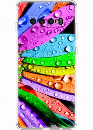 Чохол силіконовий з картинкою на samsung galaxy s10 plus (g975) (кольорові листки)