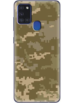 Чехол силиконовый с картинкой на samsung galaxy a21s (a217) (патриотический, камуфляж пиксель)