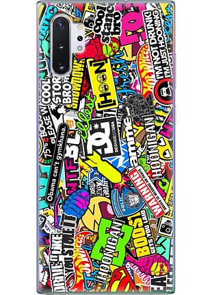 Чехол силиконовый с картинкой на samsung galaxy note 10 plus (n975) (цветные наклейки)