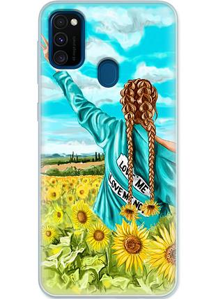 Чехол силиконовый с картинкой на samsung galaxy m30s (m307) (патриотический, девушка украинка)